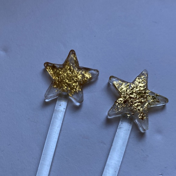 Vintage glass star stir sticks. Decorated with gold. - Picture 2 of 5